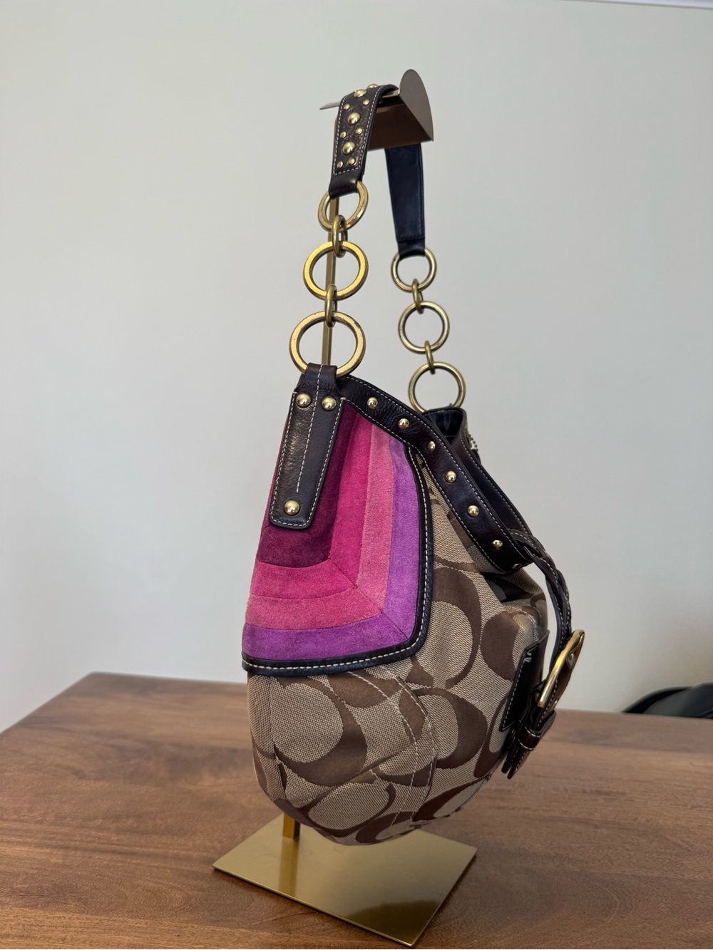 バッグ coach y2k multicolor signature hobo bag Vintage y2k Coach Signature Monogram Hobo Bag with St… - Gem